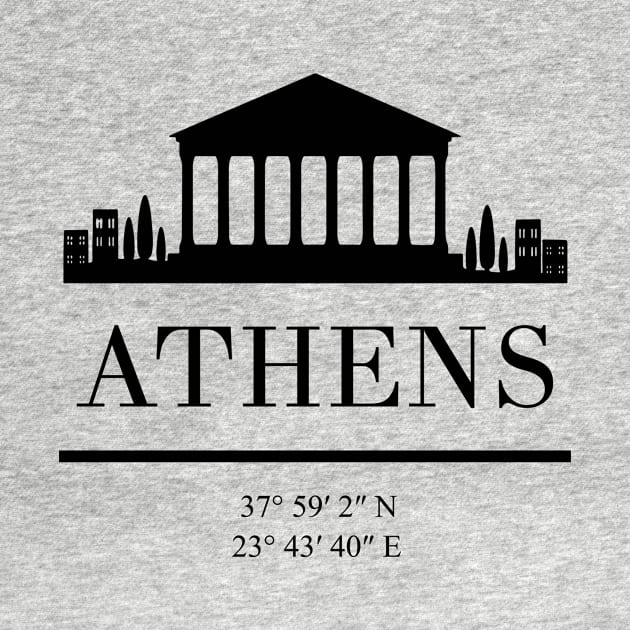 ATHENS GREECE BLACK SILHOUETTE SKYLINE ART by deificusArt